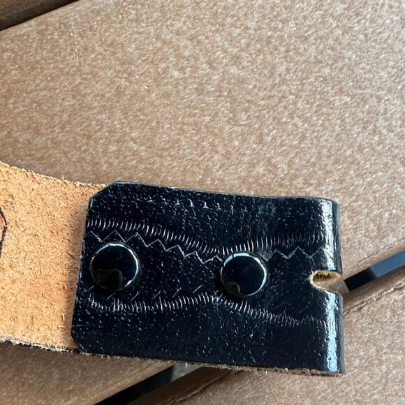 Vintage Black and Blue Beaded Leather Belt Small main image 10